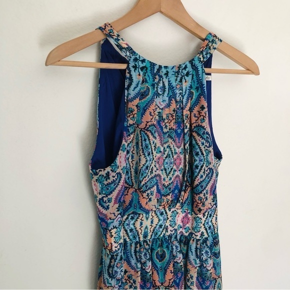 Eliza J. Chiffon Teal Multi Halter Dress - Picture 5 of 16